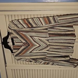 042 Blue Rain Long Sleeve V Neck Boho Top